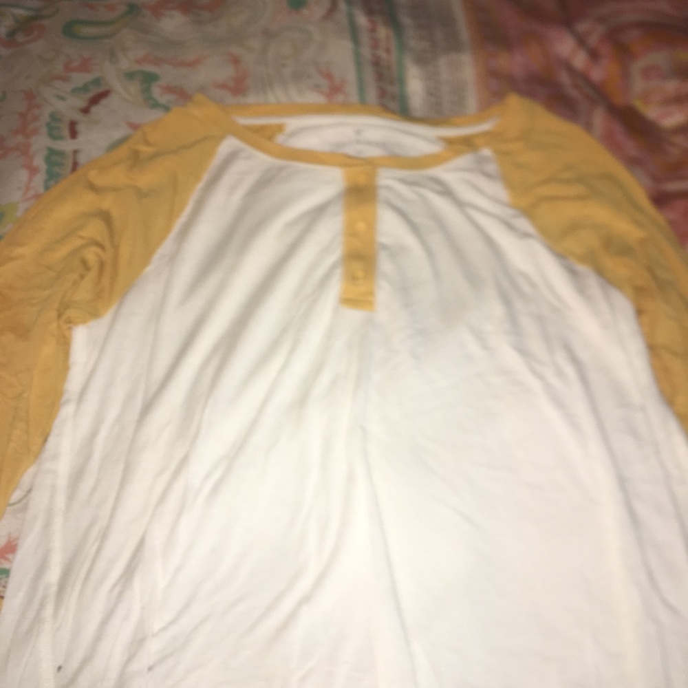 yellow and white shirt